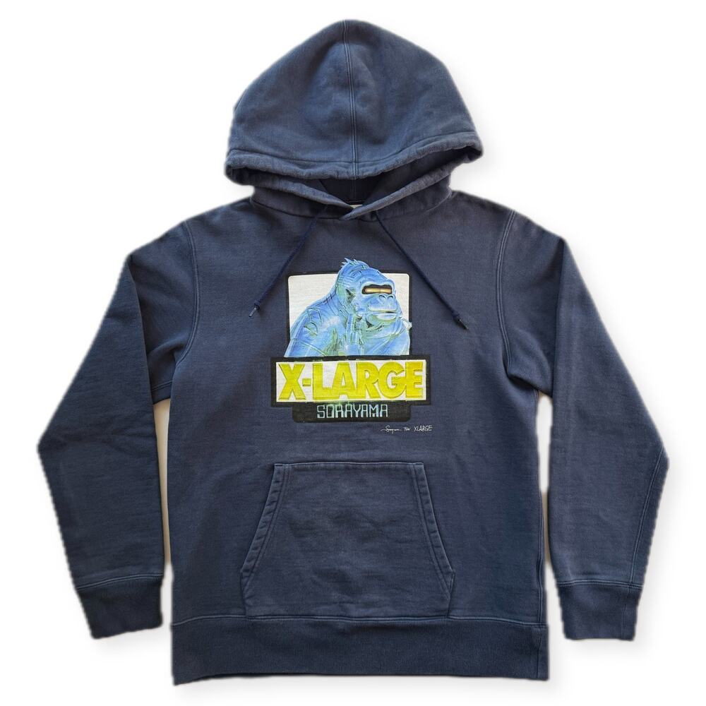 X-LARGE x Hajime Sorayama Chrome Gorilla OG Logo Pullover Hoodie Black Size S